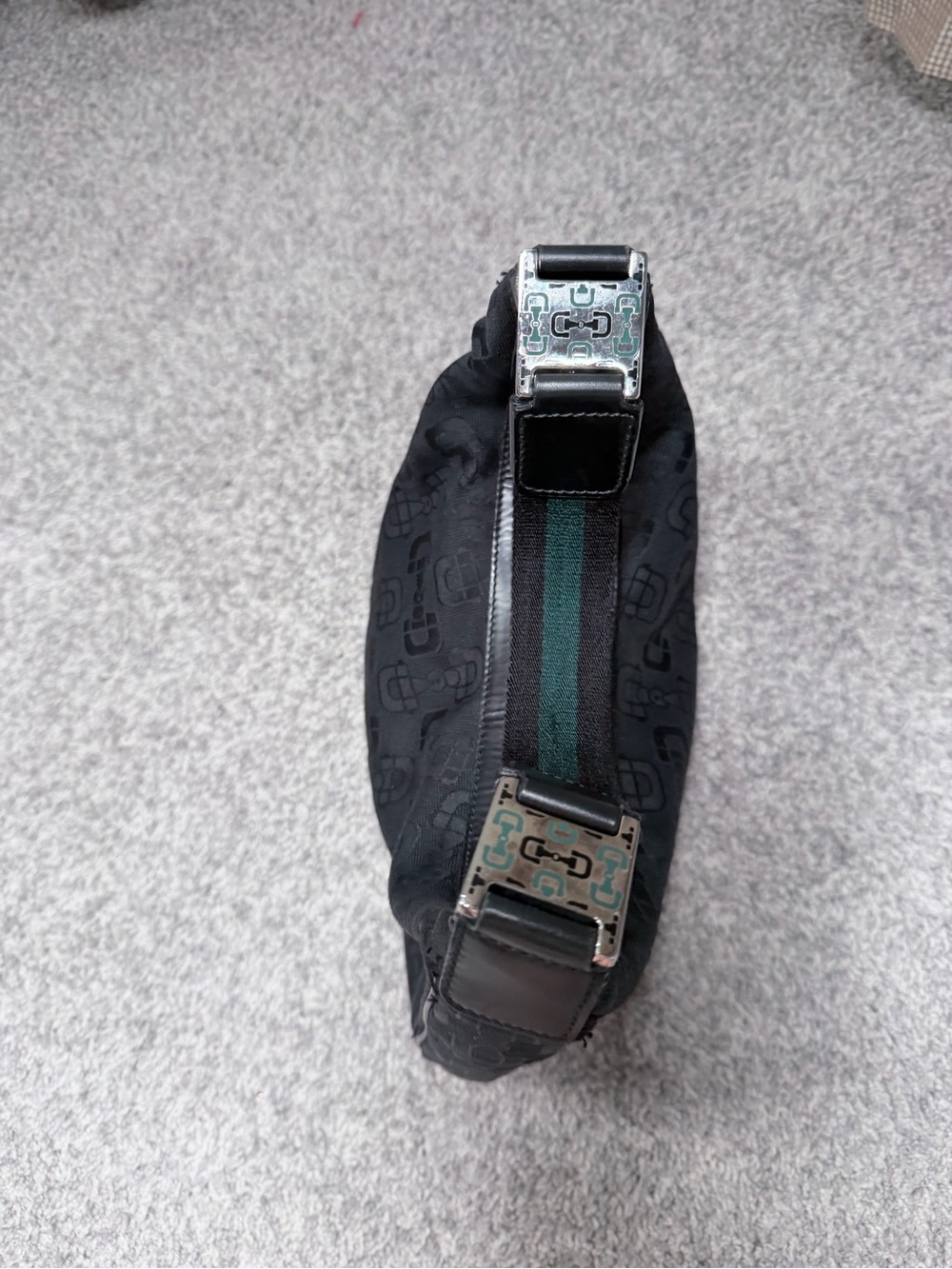 GUCCI Horsebit Pattern Canvas Black Shoulder Bag 211524 - Picture 12 of 16